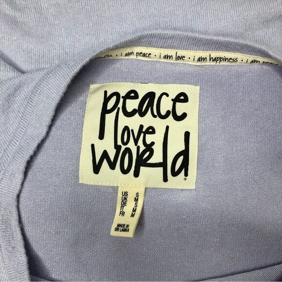 Peace Love World Sweatshirt Lightweight Soft Lavender Oversized Size Small - Picture 7 of 11